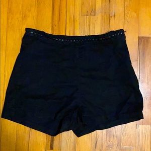 Black velvet high waisted shorts